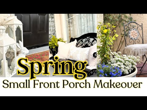SPRING ~ SMALL FRONT PORCH MAKEOVER ~ DECORATE WITH ME ~ FRONT PORCH DECORATING IDEAS ~ Monica Rose