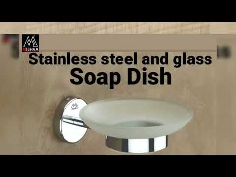 Stainless steel with glass soap dish, wall mount