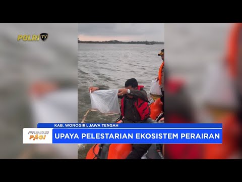 SAMBUT HARI BHAYANGKARA KE 79, POLRES WONOGIRI TEBAR 10 RIBU BENIH IKAN DI WADUK GAJAH MUNGKUR