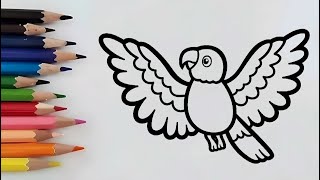 How to Draw a Colorful Parrot | Easy Drawing for Kids