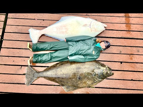 HUGE Halibut in Alaska!!! Bigger than Sara! Catch Clean Cook