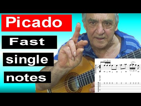 Picado exercise - Fast single notes. Flamenco guitar technique