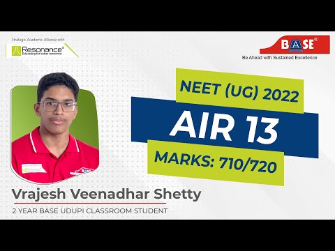 Vrajesh Veenadhar Shetty | AIR 13, NEET (UG) 2022 | BASE Classroom Student Testimonial