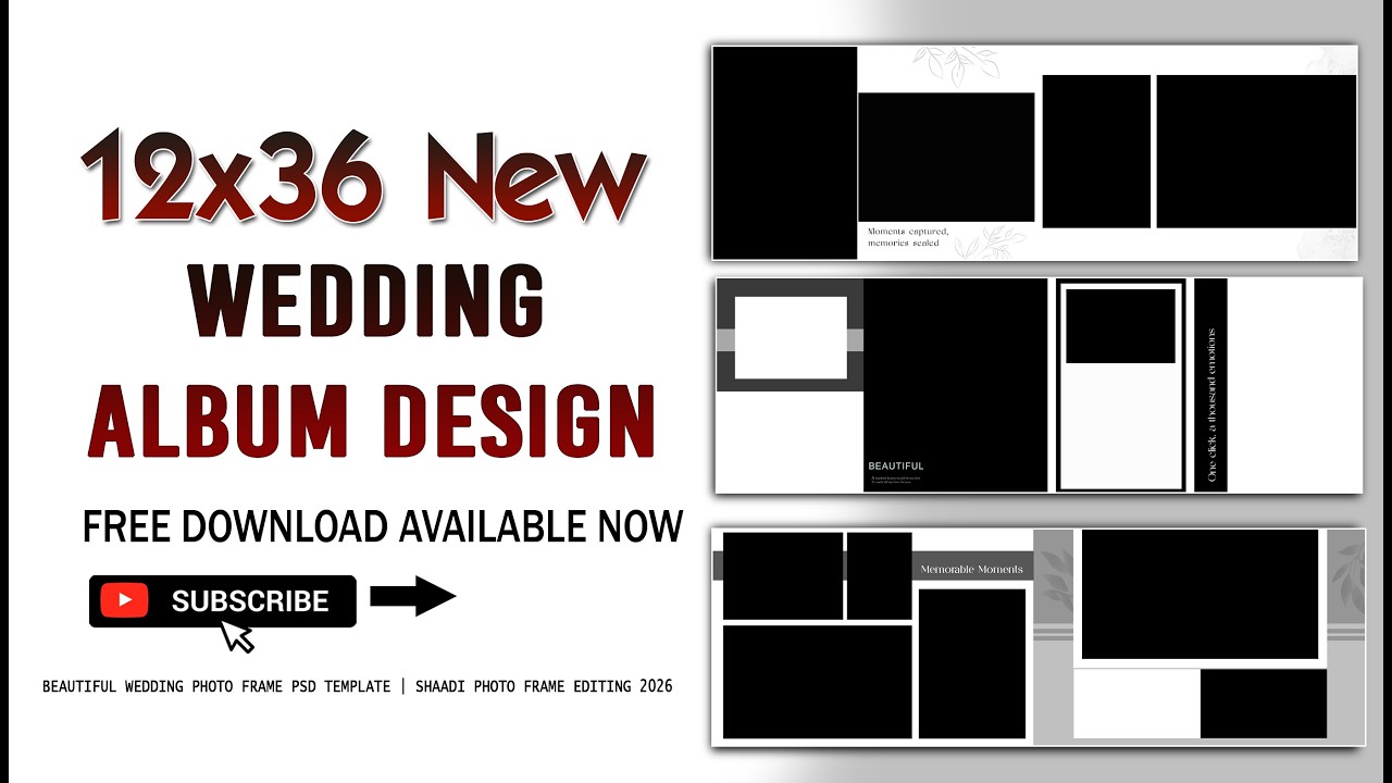 12x36 New Wedding Album Design PSD | Free Download 2026