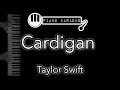 Cardigan - Taylor Swift - Piano Karaoke Instrumental