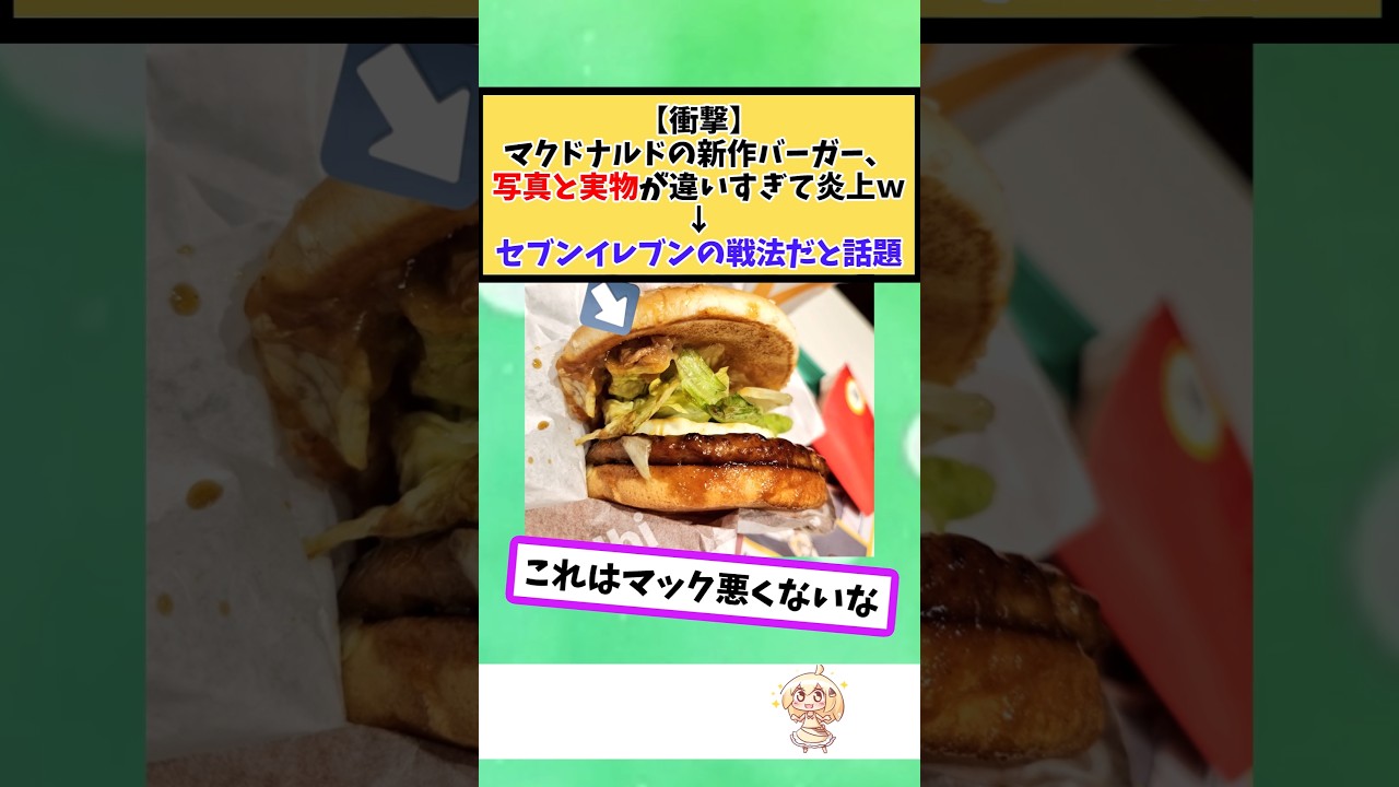 マクドナルドの新作バーガー、写真と実物が違いすぎて炎上ｗ→セブンイレブンの戦法だと話題 #2chまとめ
