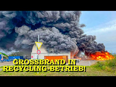 [ERSTVIDEO] - GROSSBRAND ZERSTÖRT RECYCLING-BETRIEB - | LAGERHALLE IN VOLLBRAND | FEUERWEHR