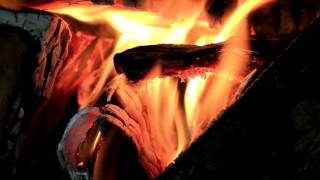Slow Motion Burning  Log Fire - Royalty Free HD Stock Video Footage