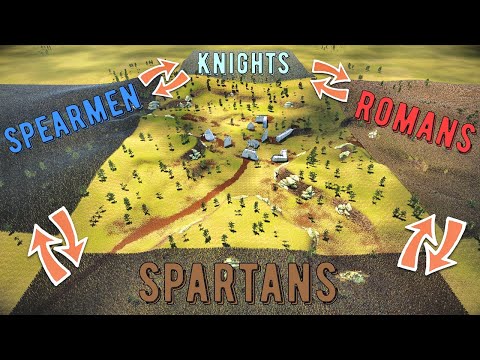 Battle Of 4 Armies: Knights - Romans - Spartans - Spearmen - UEBS 2