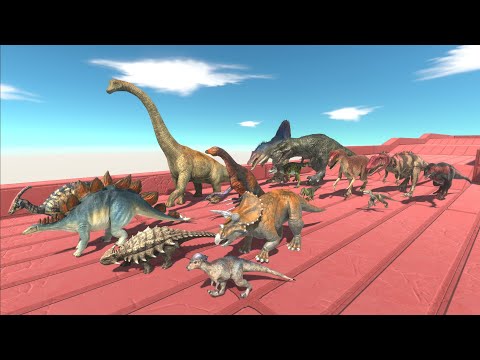 Herbivore Dinosaurs trying to escape from Carnivore Dinosaurs - Animal Revolt Battle Simulator