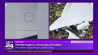 Primele imagini cu drona prăbușită în județul Vaslui. Prefect: „Oamenii sunt speriați”