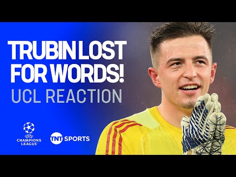 Benfica goalkeeper Anatoliy Trubin reacts after his remarkable goal against Real Madrid 🤩
