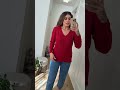 Blusa Feminina em Tricot com Tramas e Gola V - Vermelho Blusa Feminina em Tricot com Tramas e Gola V - Vermelho