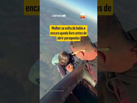 Mulher se solta de balão e encara queda livre antes de abrir paraquedas