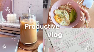 Productive VLOG🎀studying, iced coffee🧋noodles, taking notes, painting…🌷