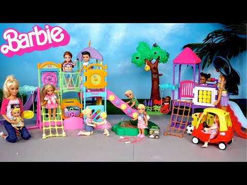 Barbie Family Toddler Dolls Playground Fun & Night Routine