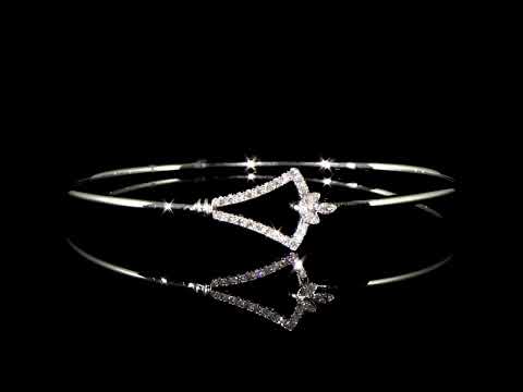 14k White Gold Cluster Diamond Bangle