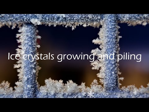 Ice crystals growing and piling in freezing cold weather