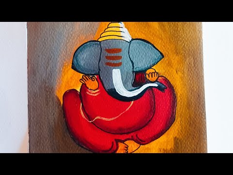 Easy Ganapati painting for beginners ll Acrylic easy acrylic Painting tutorial step by step