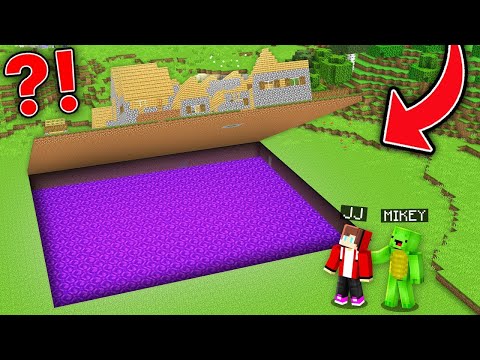 JJ and Mikey Found BIG PORTAL under WHOLE VILLAGE in Minecraft Maizen!