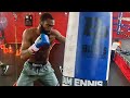 Jaron Ennis shows Spence & Crawford whats coming in INTENSE workout! • pads & heavy bag