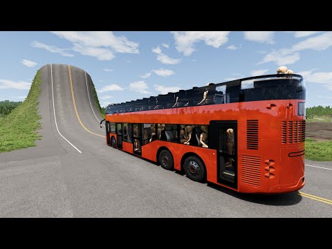 Long Bus, City Bus, Cars And Trucks vs Giant Bulge - BeamNG.Drive