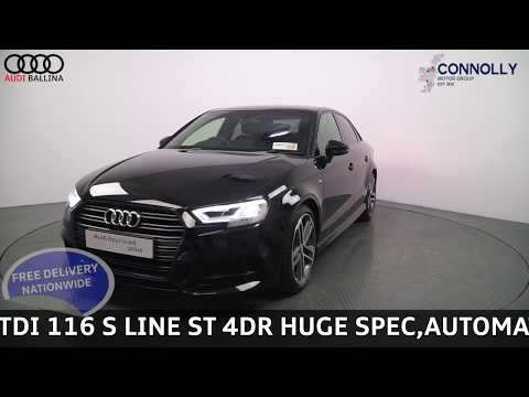 CMG AUDI BALLINA 182D6218 AUDI A3 1 6TDI 116 S LINE ST 4DR HUGE SPEC,AUTOMATIC,BLACK
