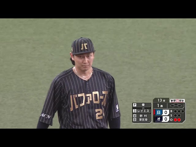 【1回表】華麗に好守!! バファローズ・紅林弘太郎 難しい打球を巧く捌いてダブルプレー!! 2025年5月6日 オリックス・バファローズ 対 北海道日本ハムファイターズ