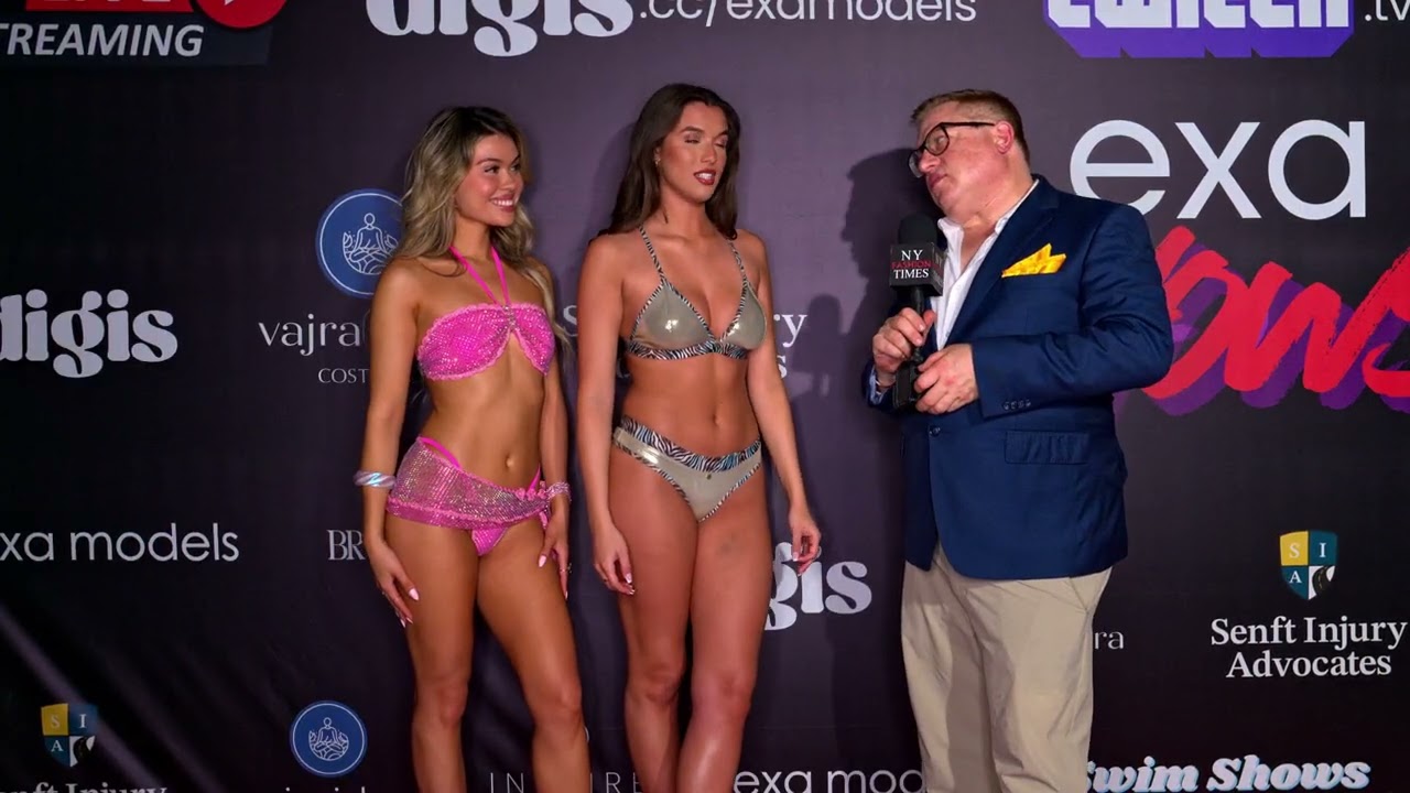 Model Maya Manesis and Esther Finnie interviewed at Exa Shows Art Basel Miami on the red carpet