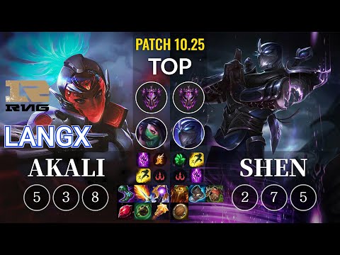 RNG Langx Akali vs Shen Top - KR Patch 10.25