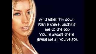 Christina Aguilera: I Turn To You w/ lyrics on screen