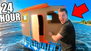 24 HOUR BOX FORT BOAT ON THE OCEAN!! 📦💧GONE WRONG!