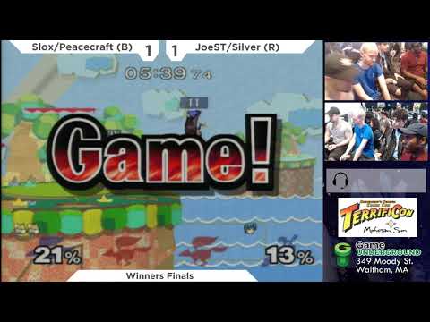 Mass Madness 28 SSBM - Slox/M. Peacecraft (Blue) vs. JoeST/Silver (Red) - Melee Doubles WF