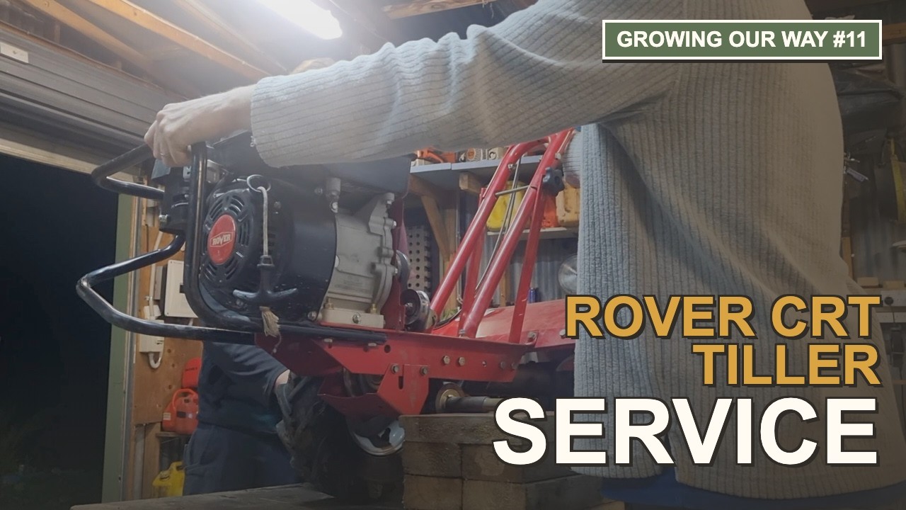 Still from Growing Our Way video 11, Rover CRT tiller service on the homestead