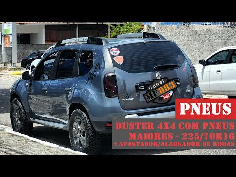 Duster 4x4 com pneus maiores - AT 225/70 R16 + afastrador/afastador de roda! Veja  o Antes e Depois!