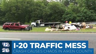Aiken County crash causes traffic chaos on I-20