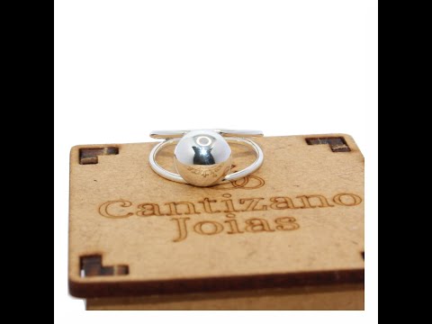 Cantizano Joias - Anel de Prata Lua Cheia com 2 aros - Feito à mã