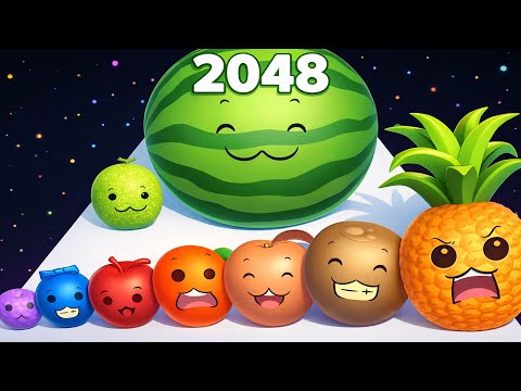 🍉 Watermelon Run 3D ASMR 🍉 Ball Run 2048 Fruit Merge ♾️ | Max Level Satisfying Gameplay HD QE6557