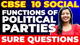 CBSE Class 10 Social Science | Political Parties | Functions - Important Questions | Exam Winner
