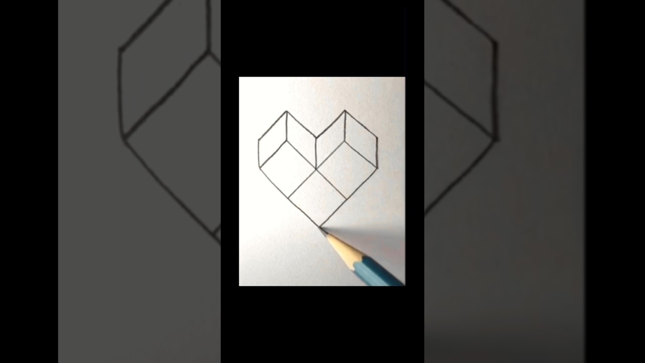 3D Geometric heart drawing #art #shortvideo #shorts #geometricart #3d #heart #creativeart