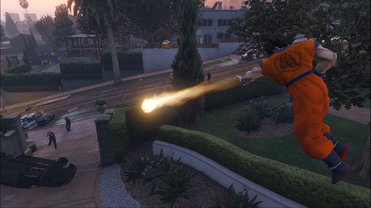 GTA 5 - Dragon Ball script mod - Ki Blast attack and Teleport - YouTube