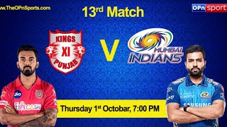 Live IPL Match Today Online 2020 LIVE Cricket Scorecard 13th Match Punjab Vs Mumbai