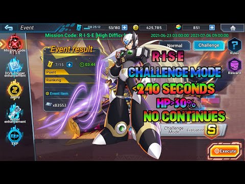 MegaMan X DiVE - R•I•S•E ~ Challenge Mode 100% Completion Run