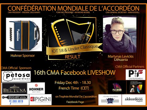 16th CMA Facebook Live Show. Martynas Levickis, Sponsor Hohner XS, Categorie IOT 18 & under Classic.