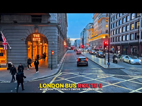 London Bus Adventure from Aldwych to Hammersmith aboard Bus Route 9 - Central to West London 🚌