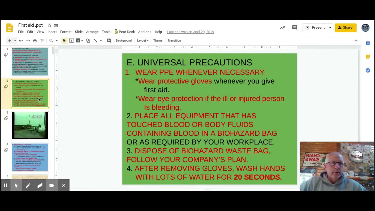 Day 1: First aid .ppt - Google Slides (Introduction/Universal precautions)