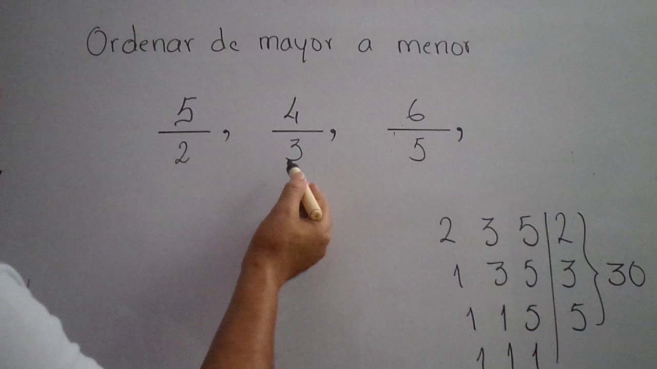 ORDENAR DE MAYOR A MENOR LAS FRACCIONES Profesor RAUL QUINTERO