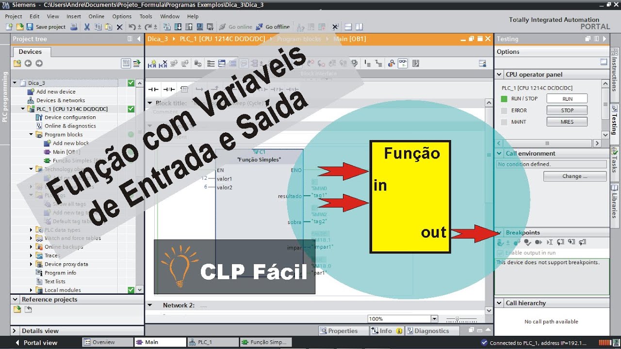 Programação CLP - Criando uma Função com Variaveis de Entrada e Saída