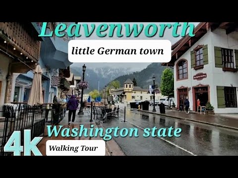On raining day walking throught Leavenworth as name little German city in America.