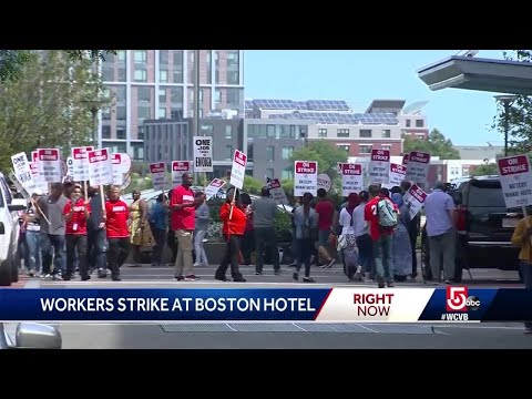 Dozens of workers strike at Battery Wharf Hotel in Boston